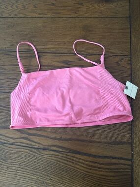 Anthropologie super soft, Pink Ribbed Bandeau Bralette with Thin Straps New